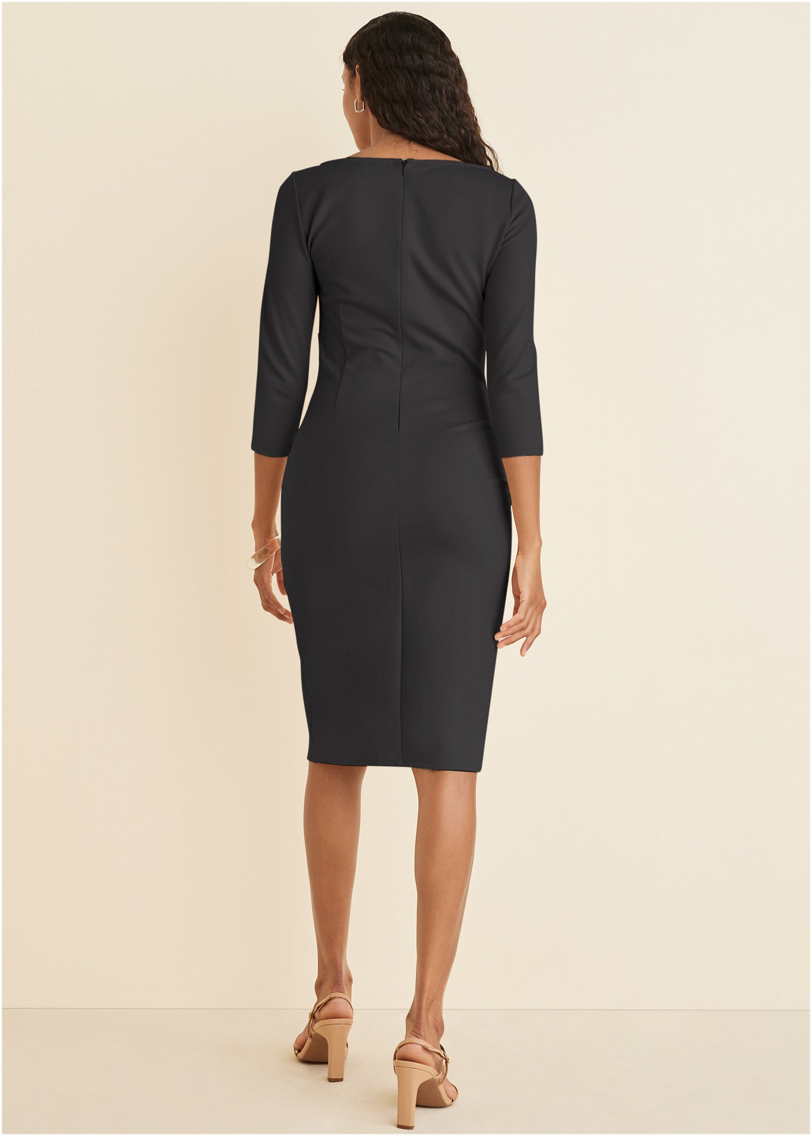 Ponte Ruched Dress - Jet Black