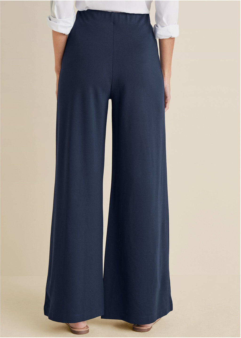Smoothing Ponte Wide-Leg Pants - Navy