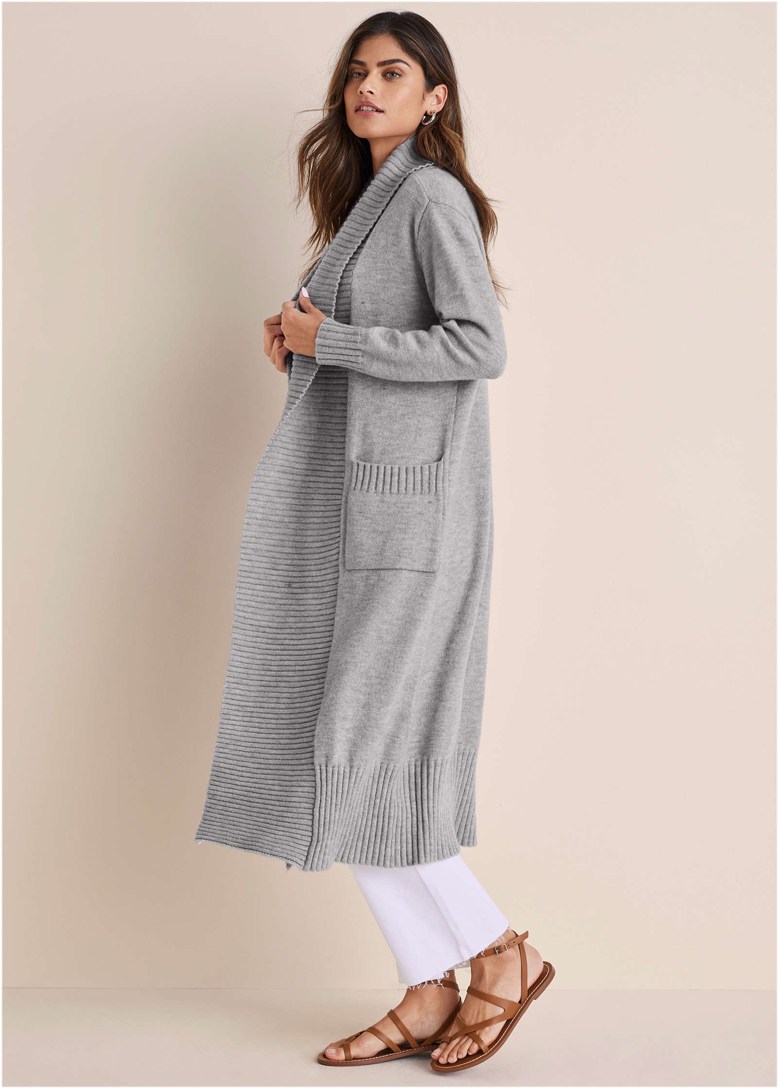Cardigan Duster - Medium Heather Grey