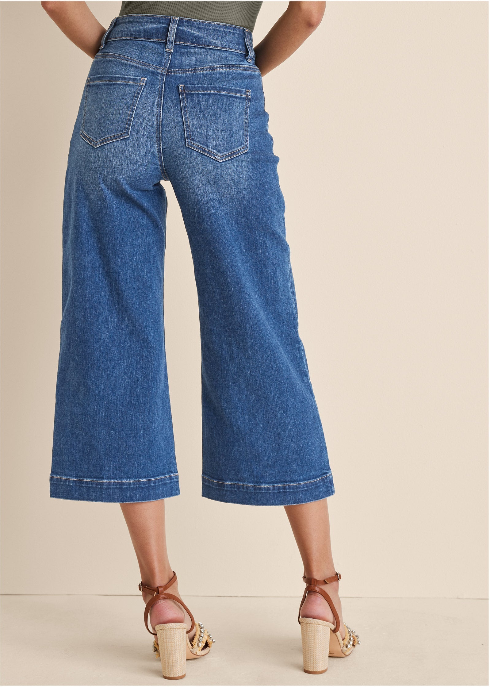 Sophia Wide Leg Crop Jeans - Medium Wash