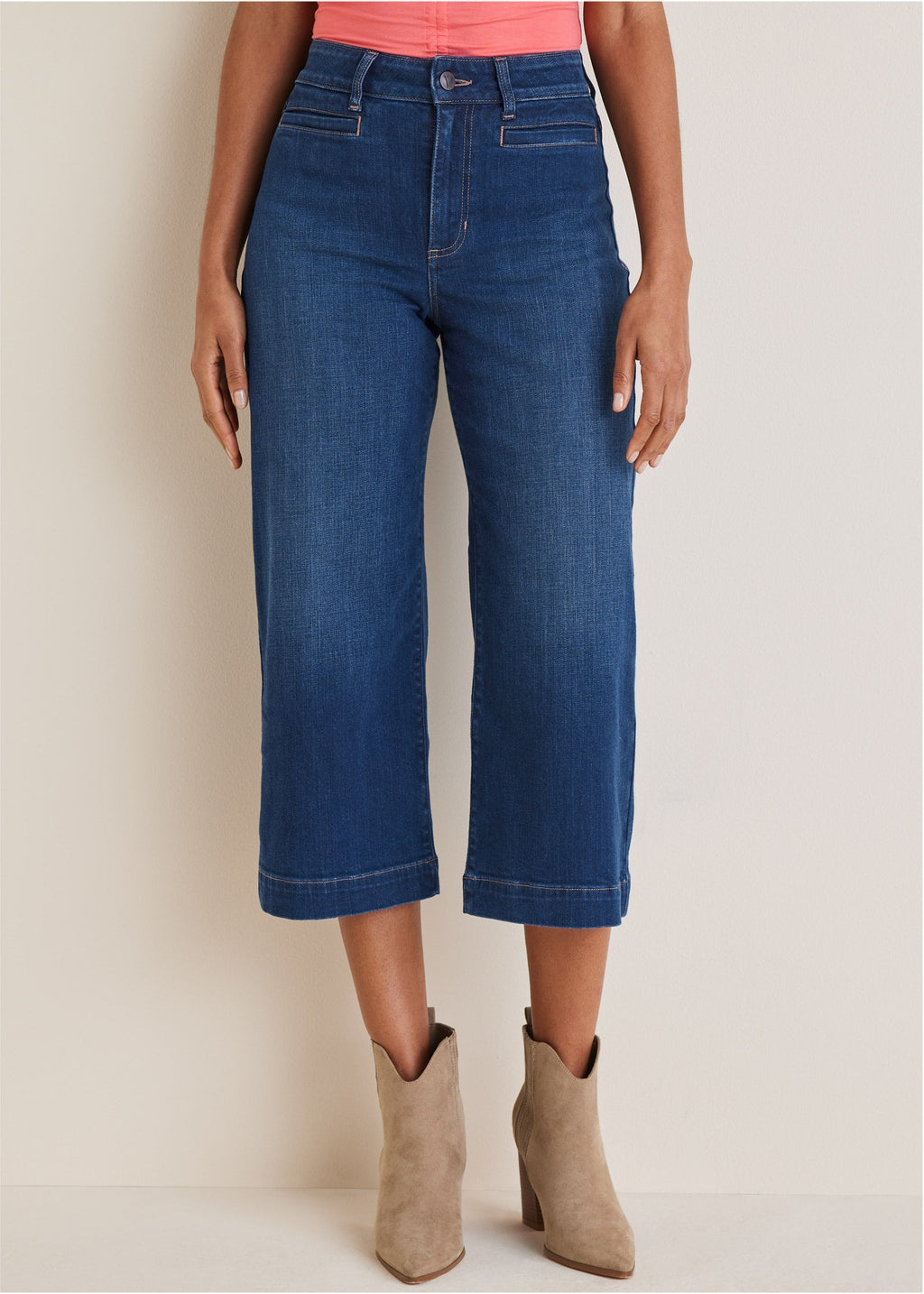 Sophia Wide Leg Crop Jeans - Dark Wash