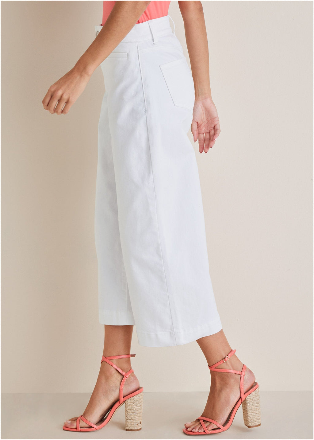 Sofia Wide Leg Crop Jeans - White Denim