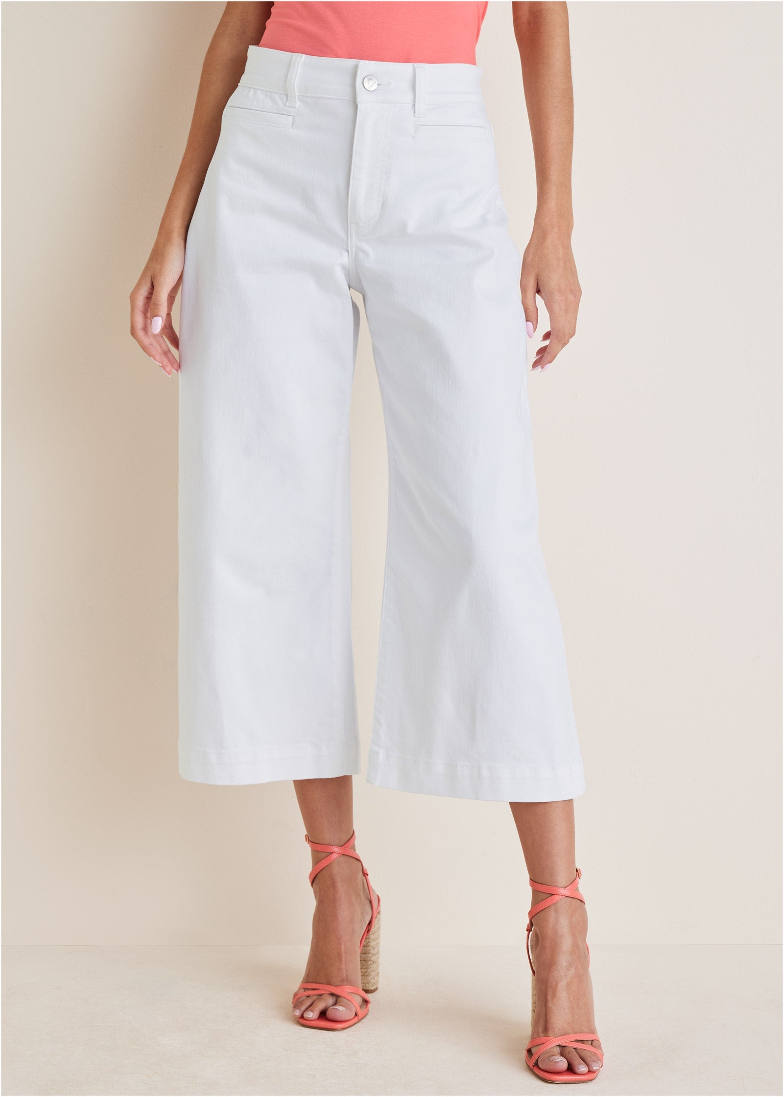 Sofia Wide Leg Crop Jeans - White Denim