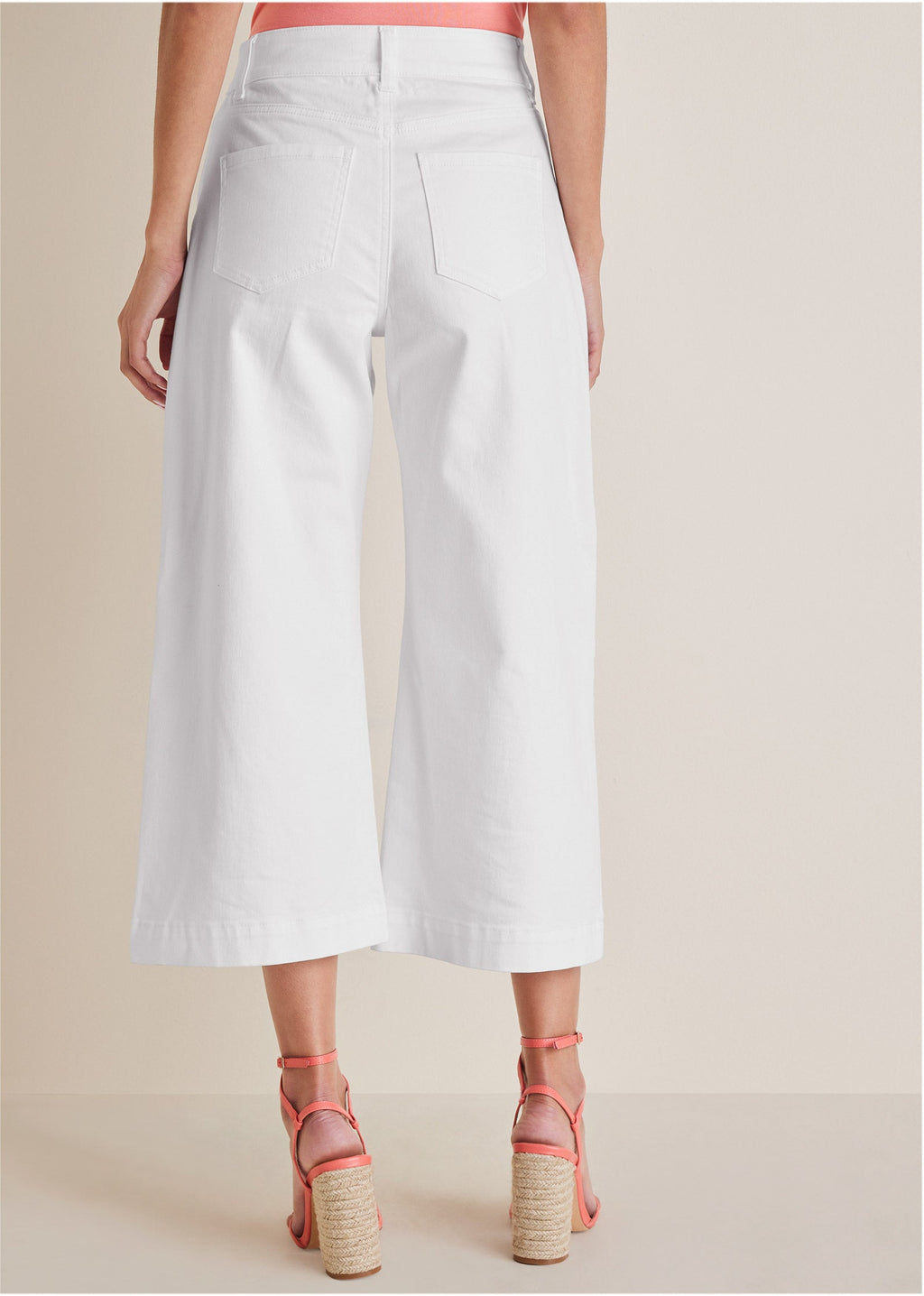 Sofia Wide Leg Crop Jeans - White Denim