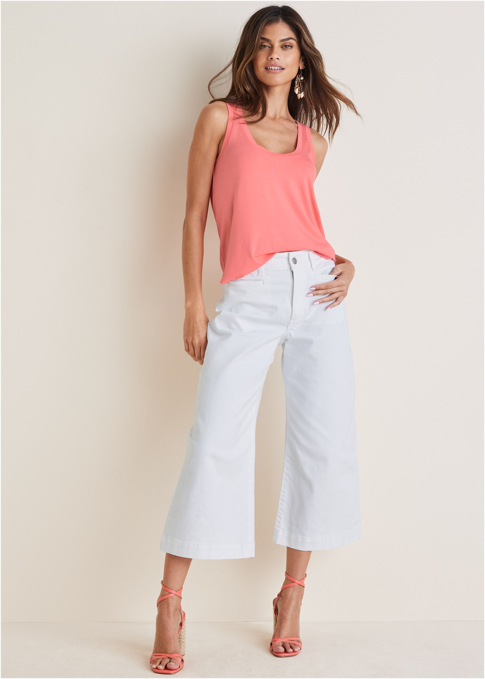 Sofia Wide Leg Crop Jeans - White Denim