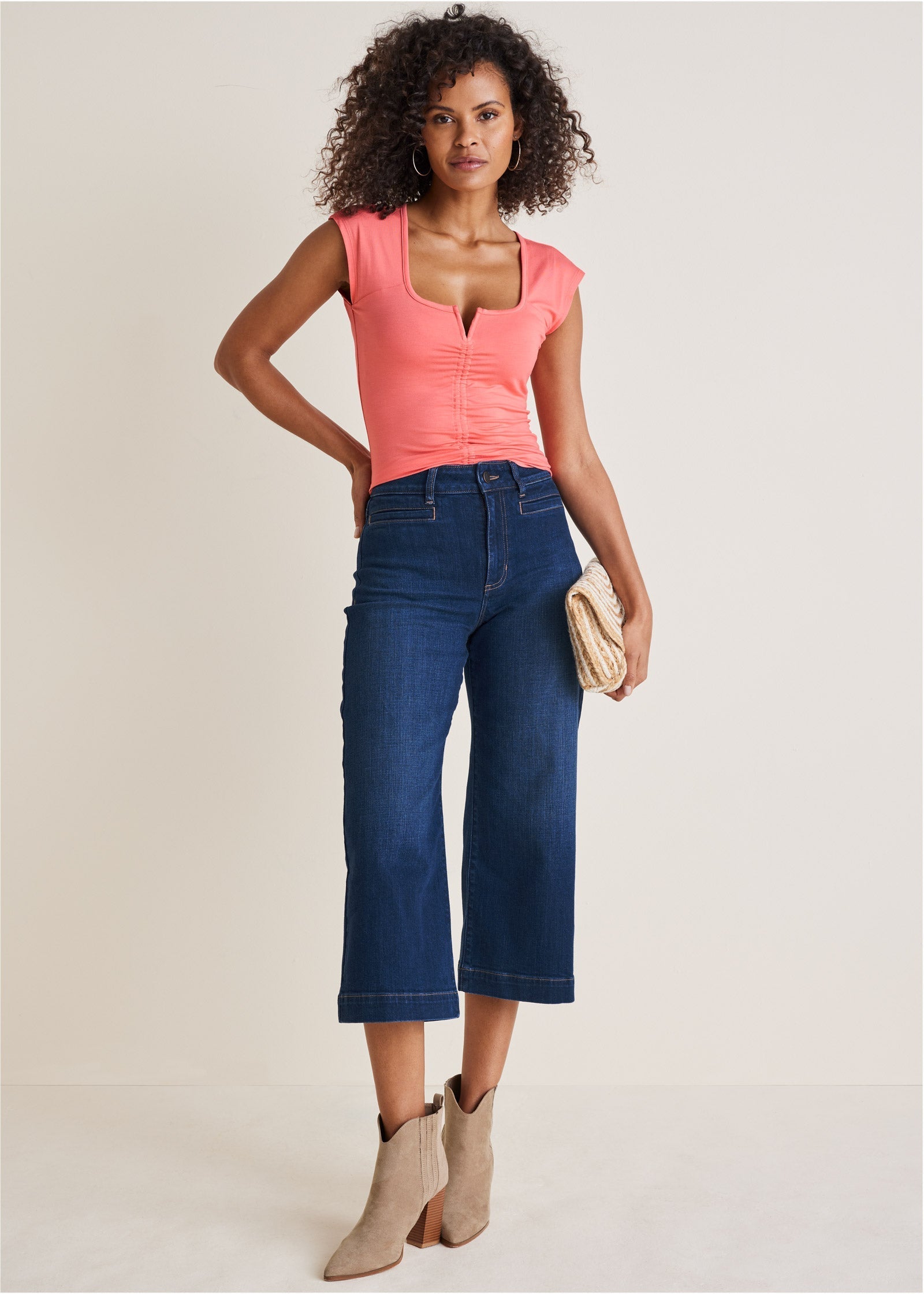 Sophia Wide Leg Crop Jeans - Dark Wash
