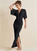 Drape Sleeve Maxi Dress - Jet Black