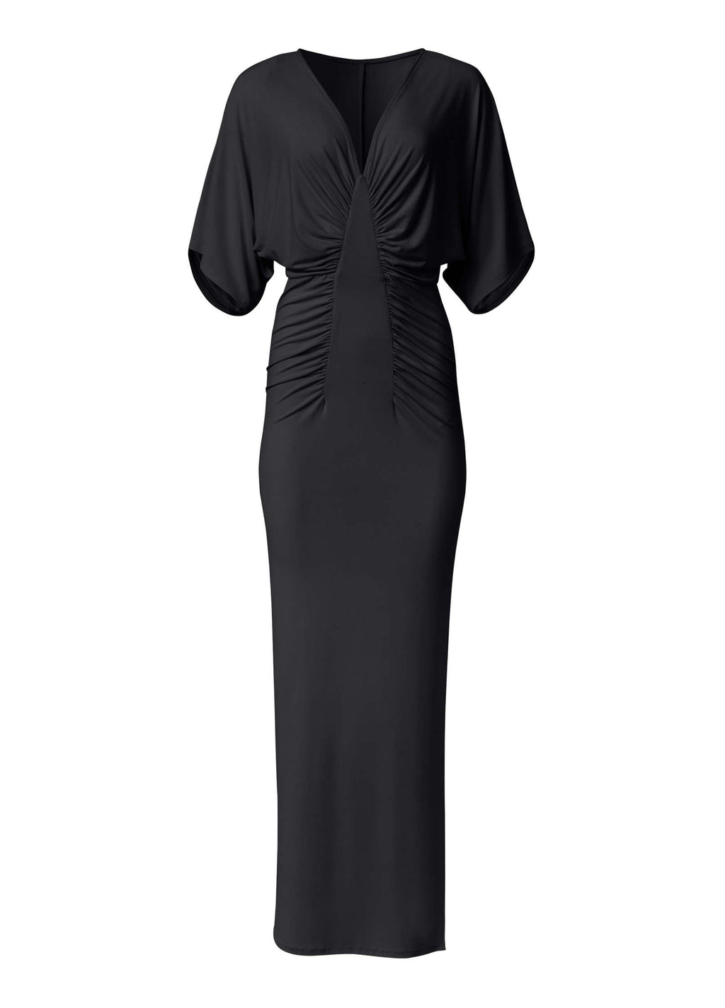 Drape Sleeve Maxi Dress - Jet Black