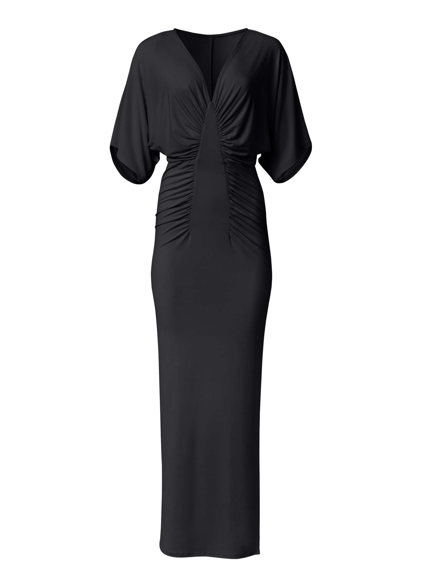 Drape Sleeve Maxi Dress - Jet Black