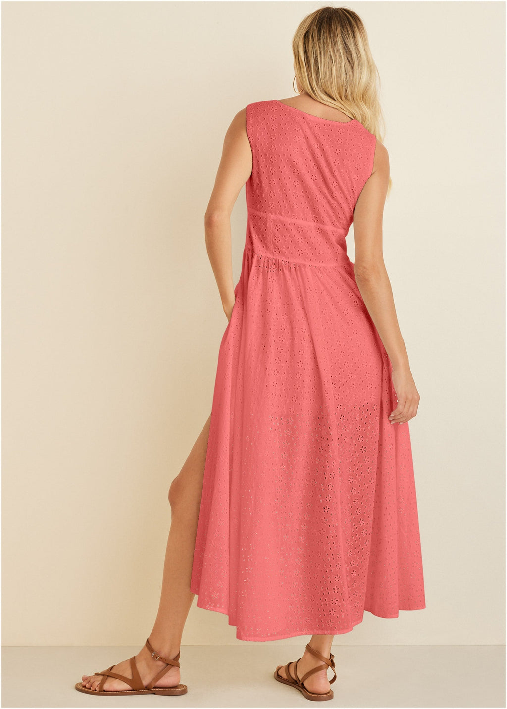 Eyelet Maxi Top - Coral