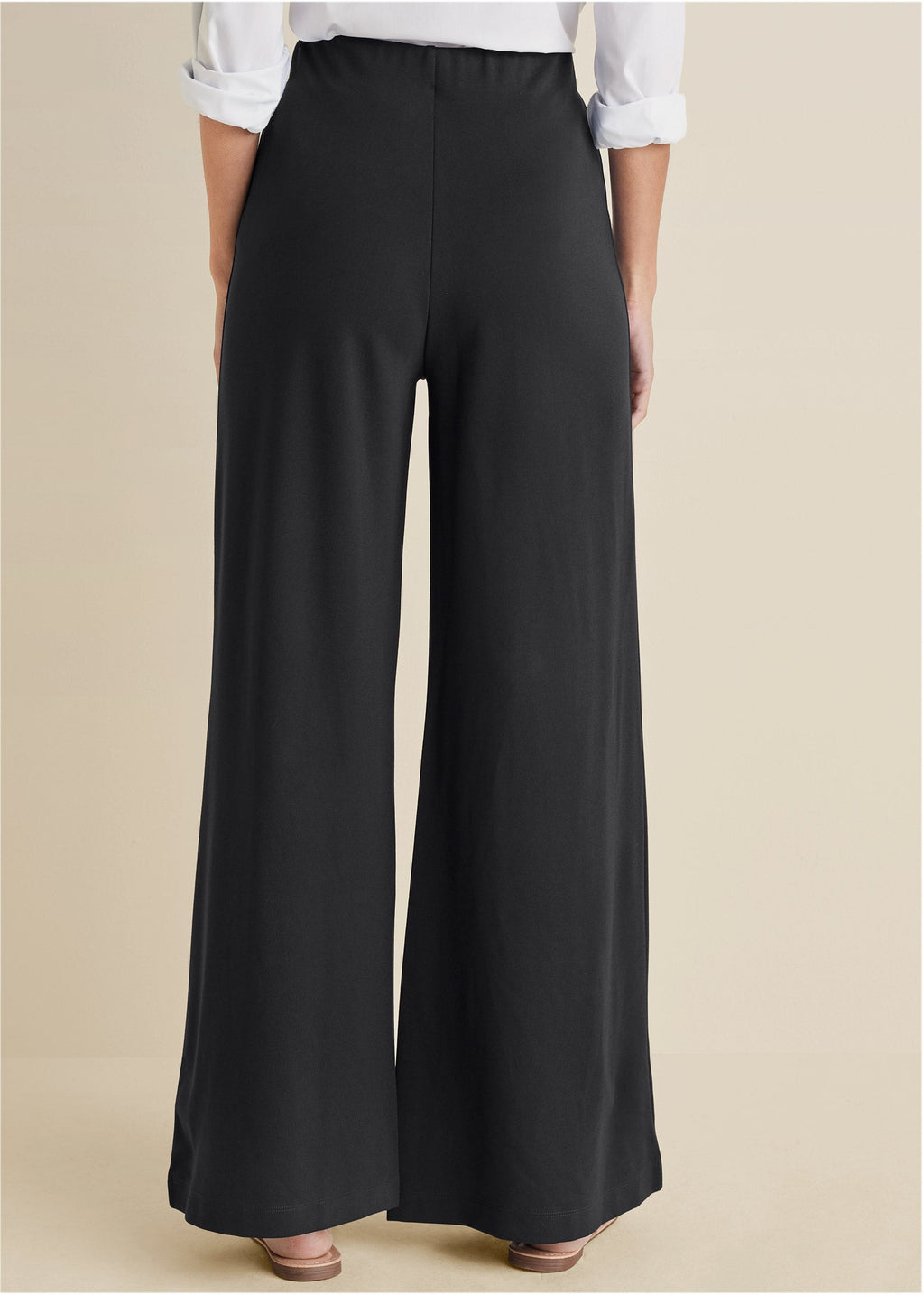 Smoothing Ponte Wide-Leg Pants - Jet Black