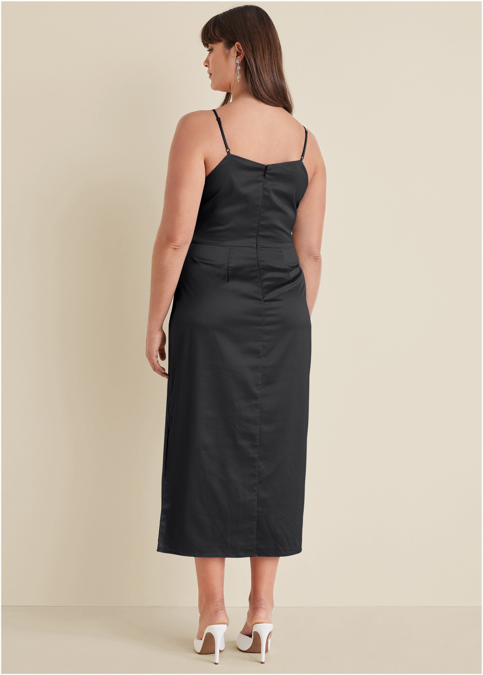 Cowl Neck Slip Dress - Jet Black