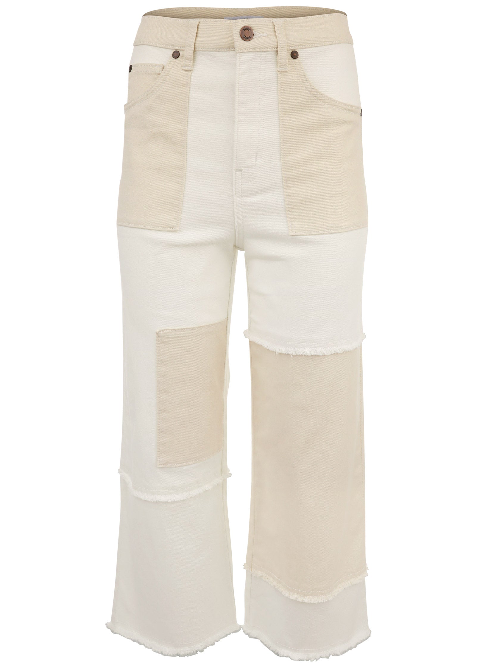 Patchwork Wide Leg Jean - Whisper White/Turtledove Combo