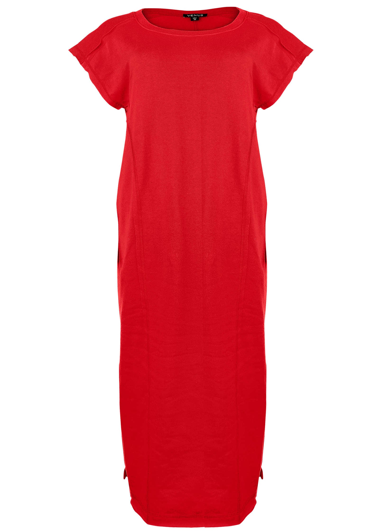Belted Midi Dress - Red