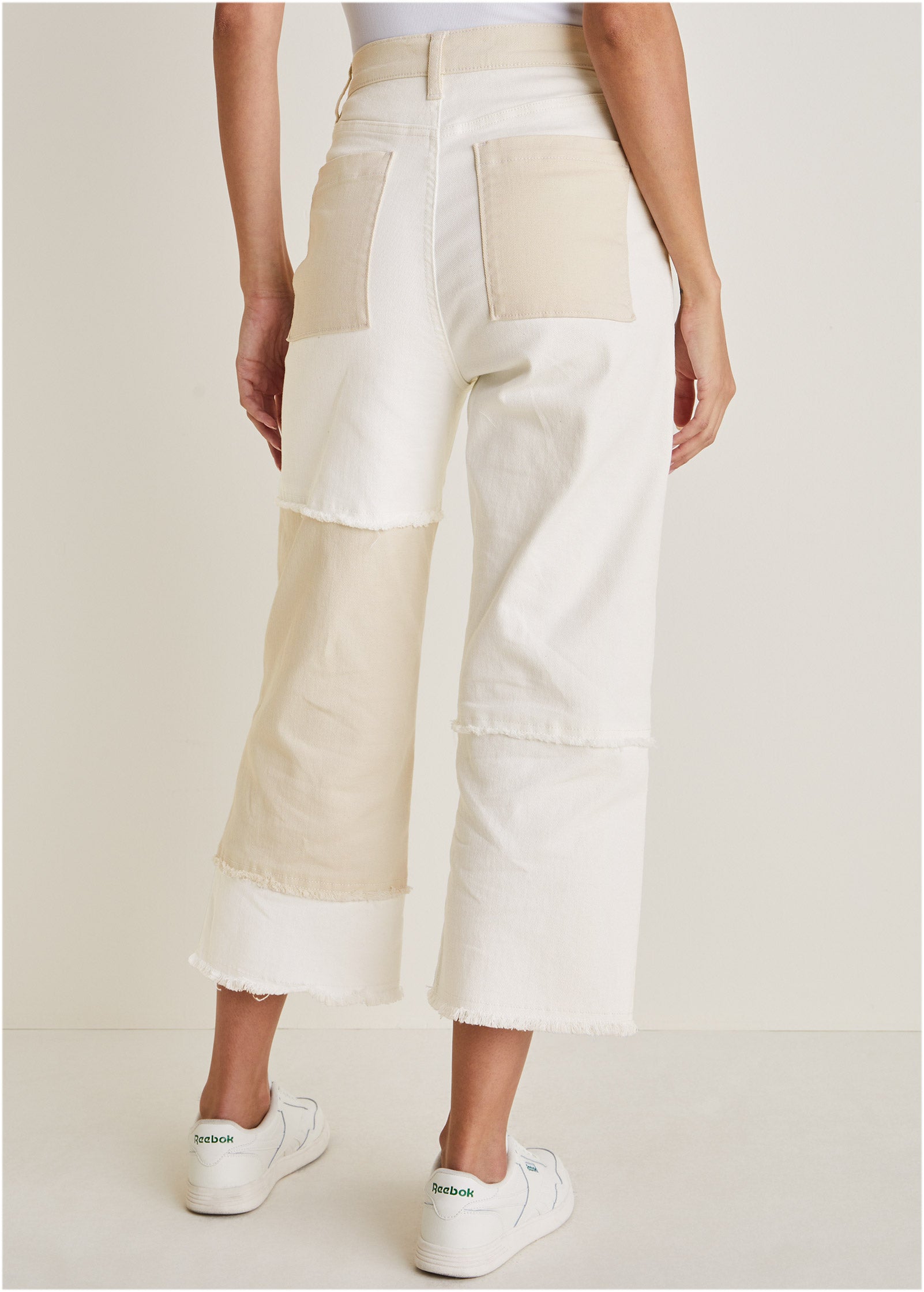 Patchwork Wide Leg Jean - Whisper White/Turtledove Combo