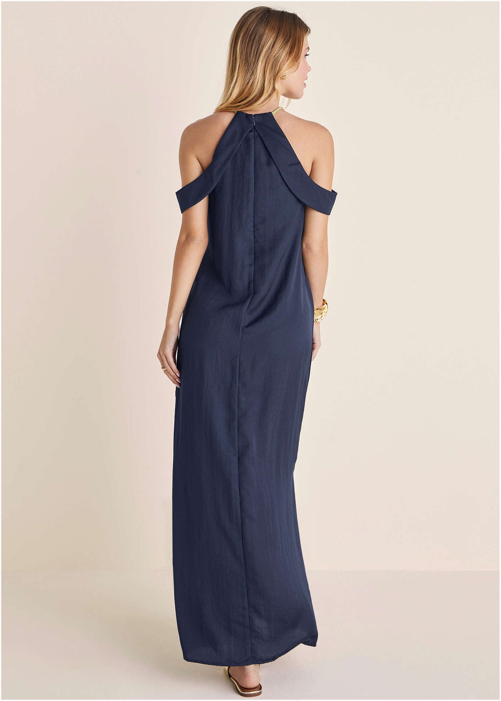 Cold-Shoulder Maxi Dress - Navy