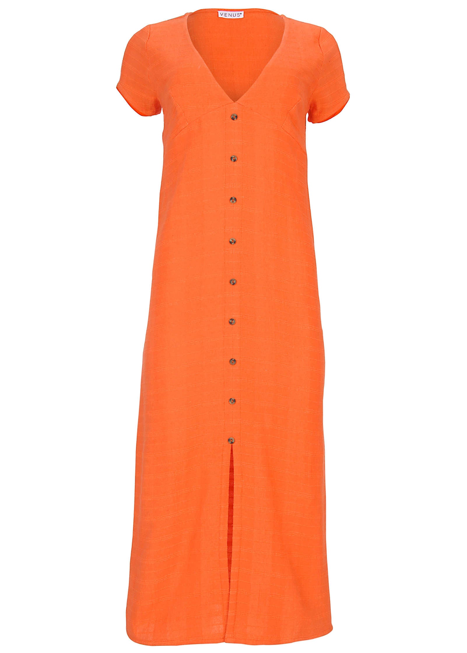 Linen Midi Dress - Orange