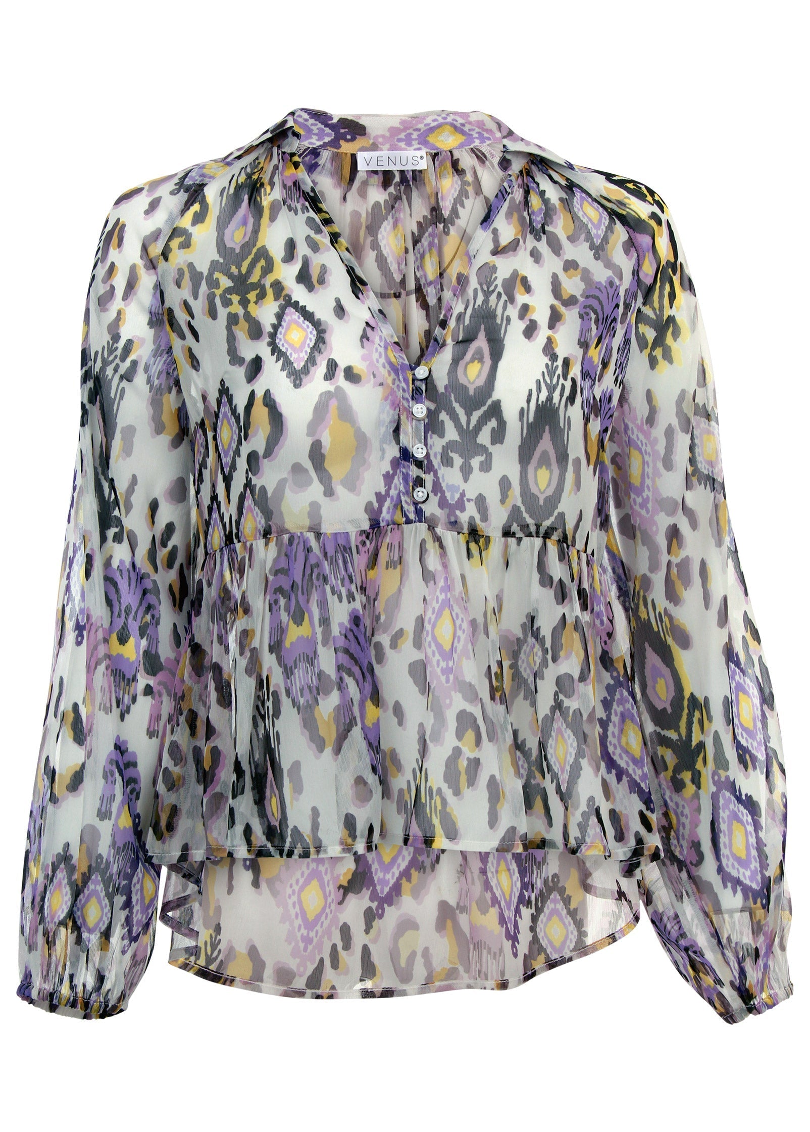 Chiffon Printed Blouse - Desert Ikat