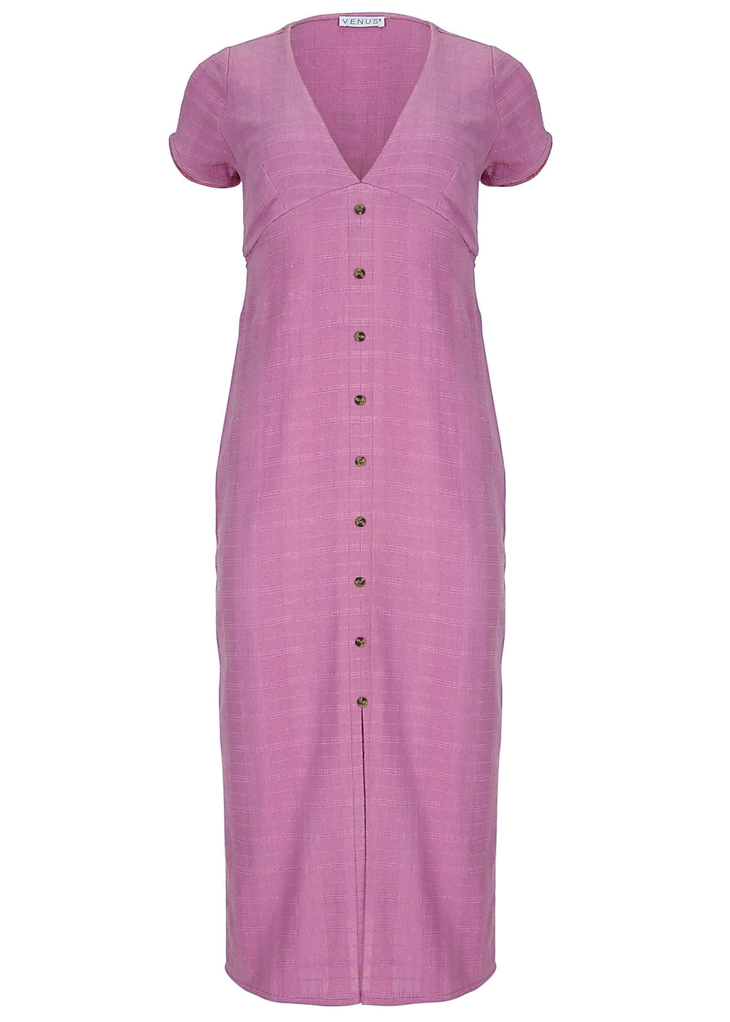 Linen Midi Dress - Purple