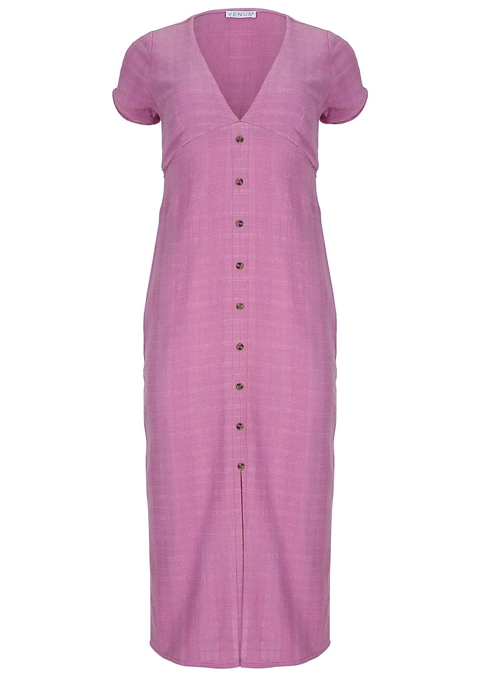 Linen Midi Dress - Purple