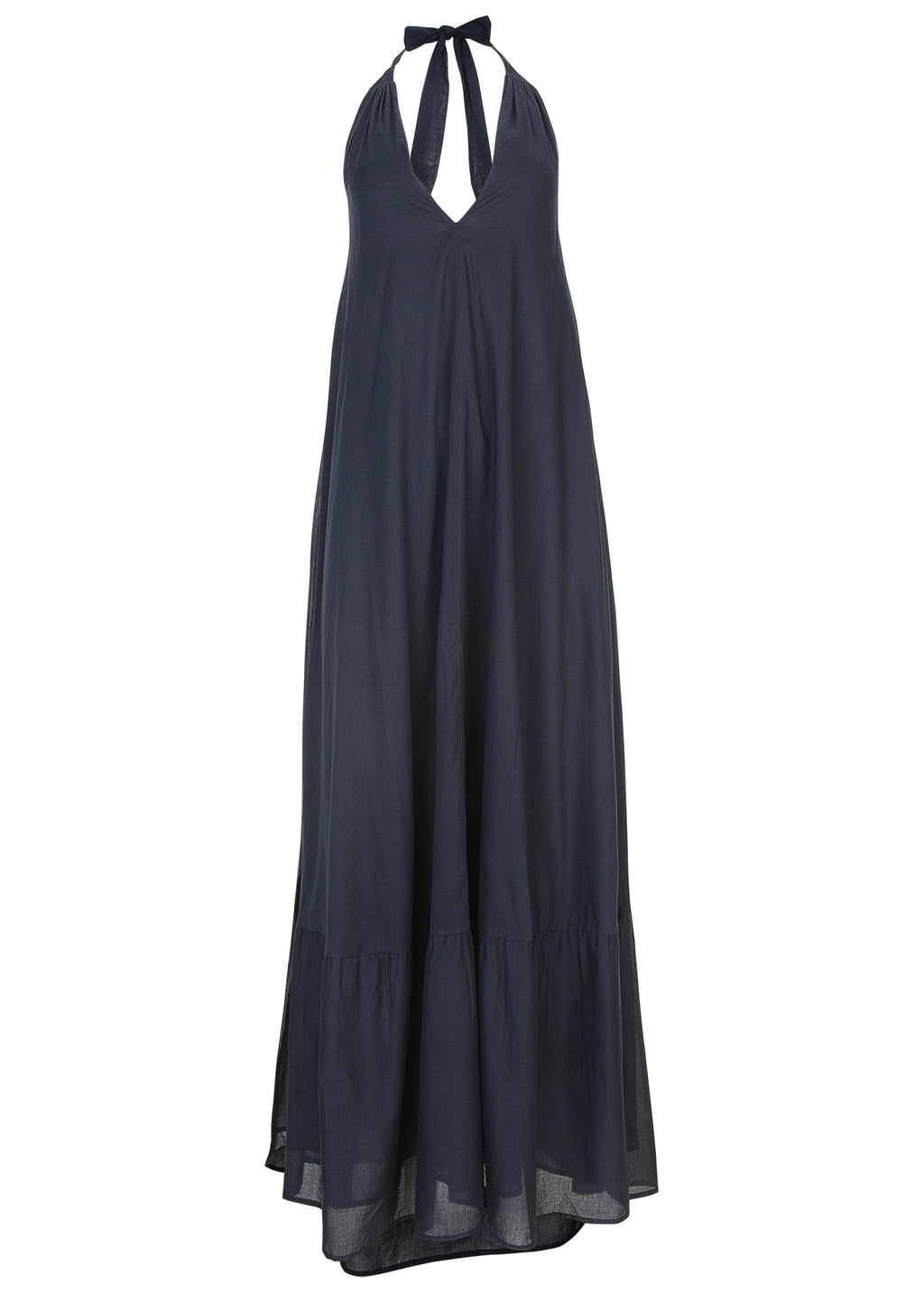 Deep V Halter Maxi Dress - Navy