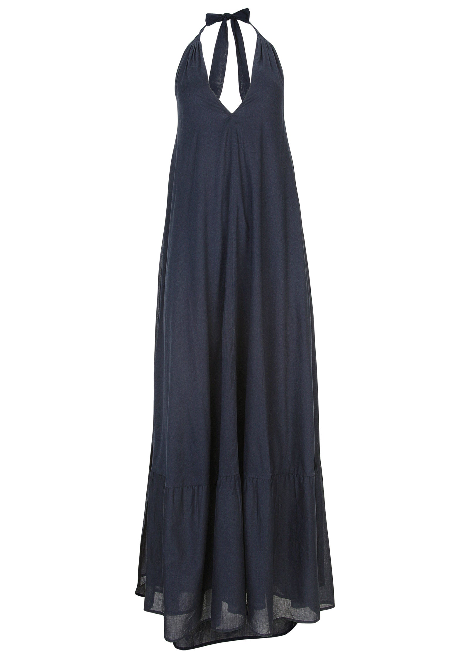 Deep V Halter Maxi Dress - Navy
