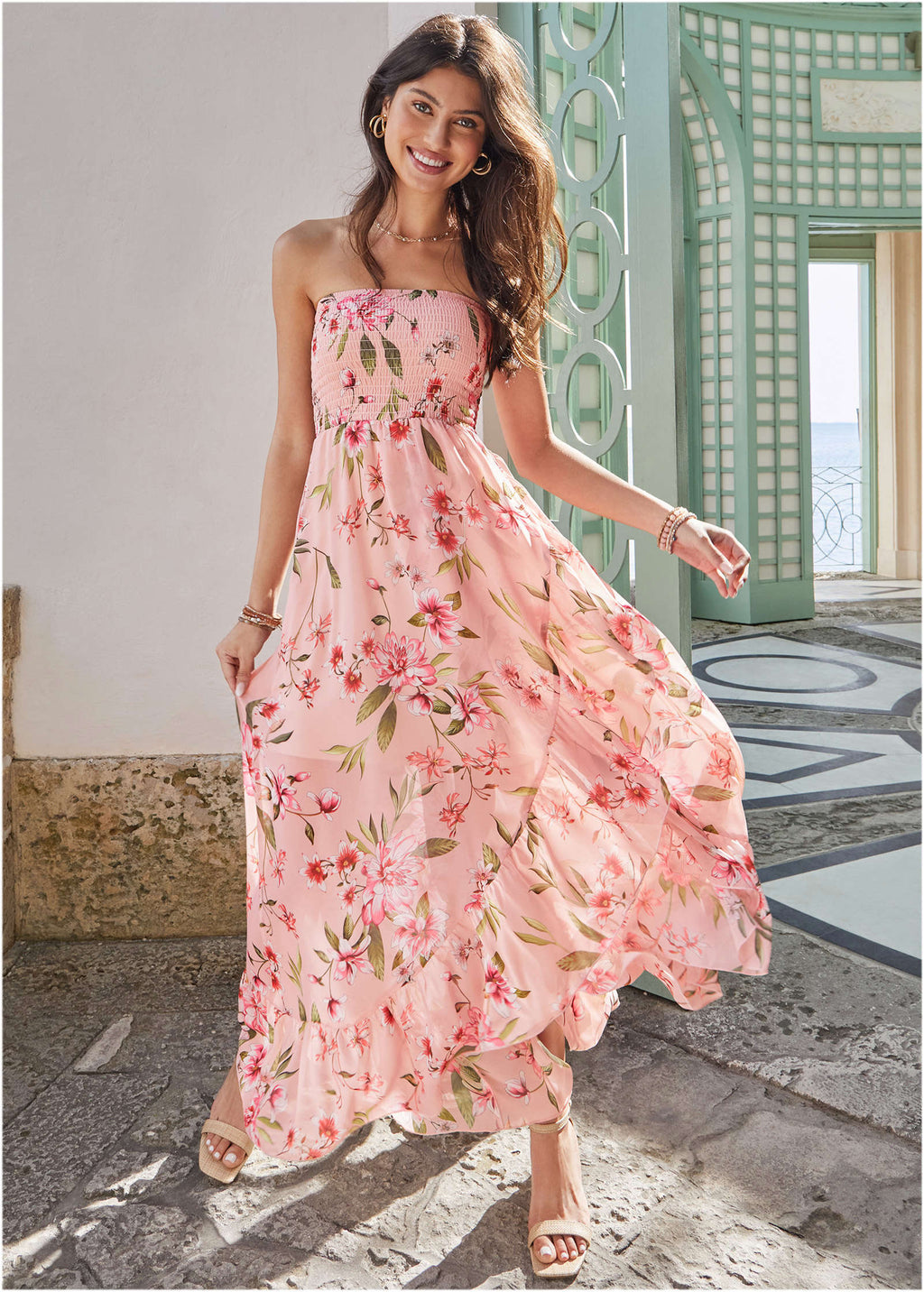 Strapless Ruffle Maxi - Ethereal Floral