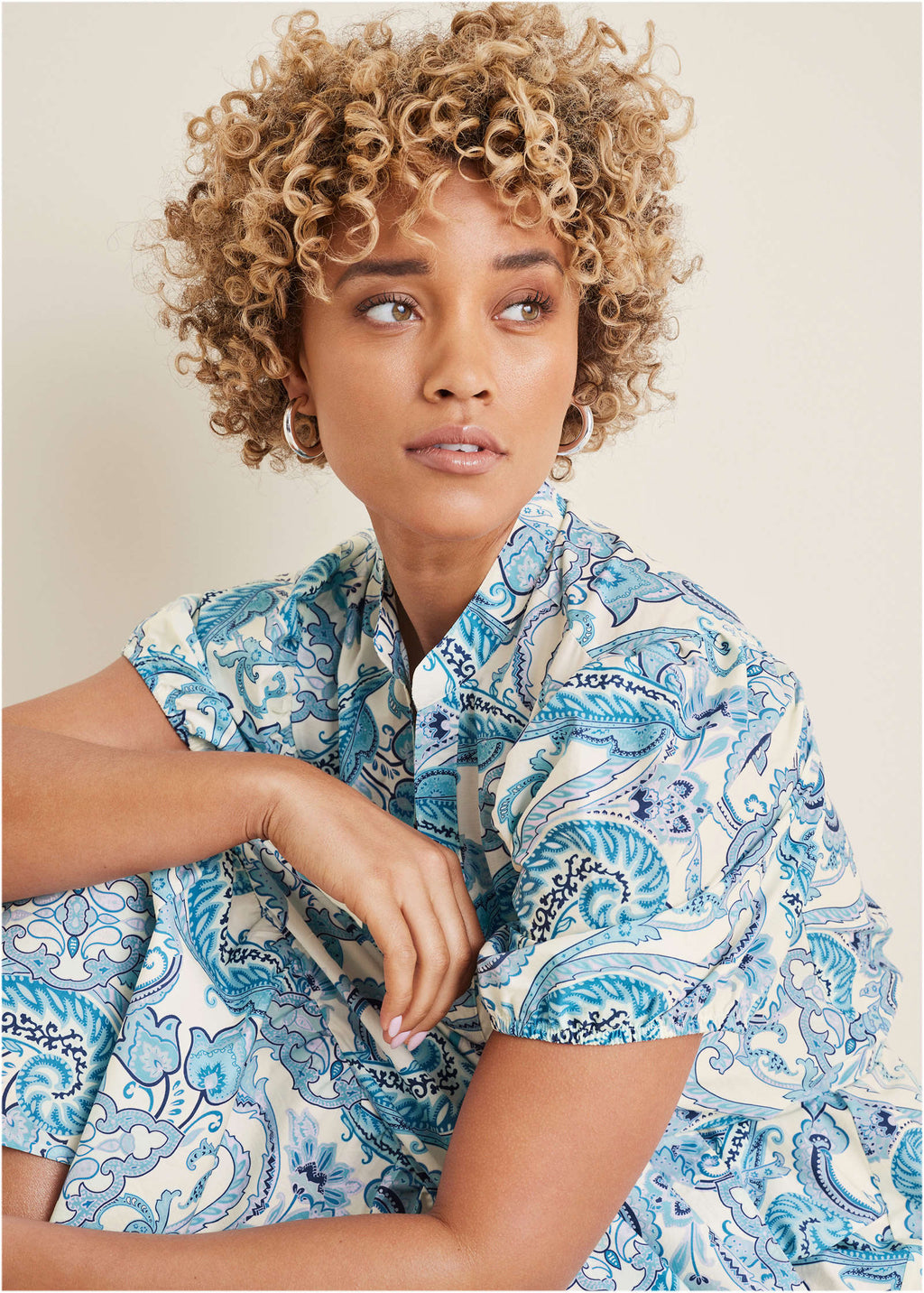 Belted Maxi Dress - Blue Paisley Swirls