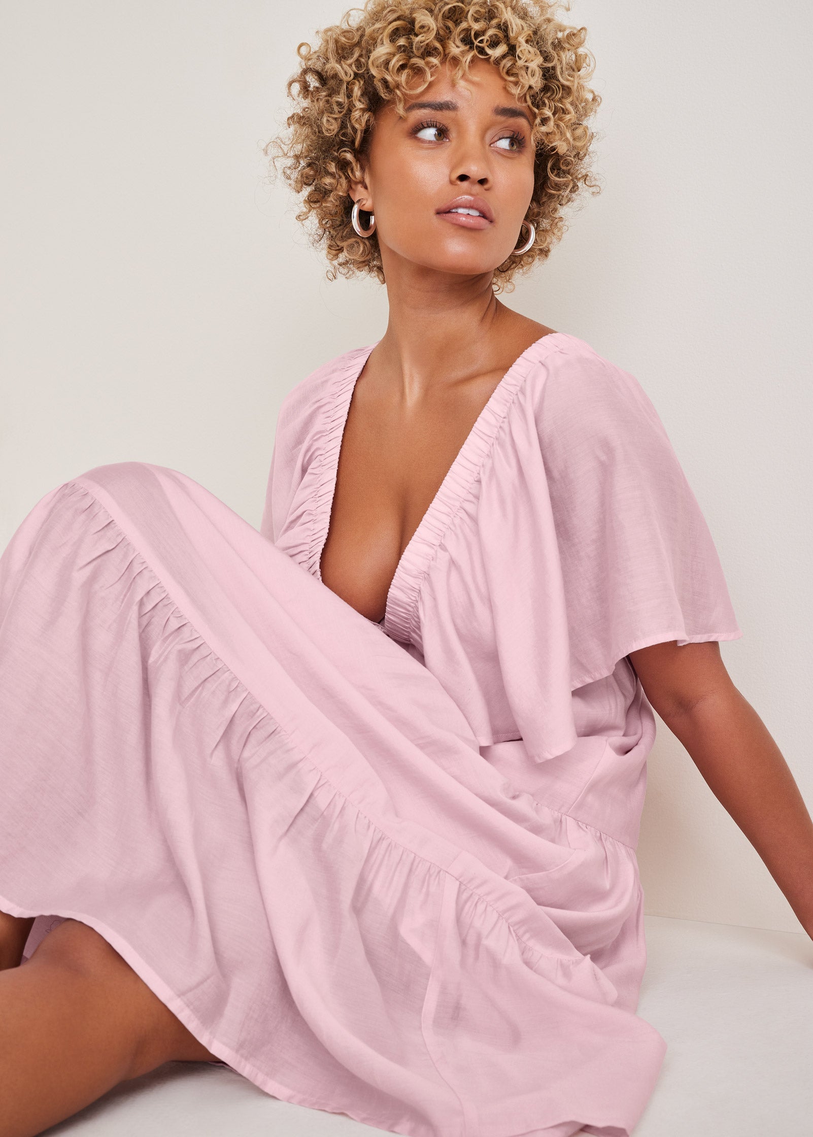 Crinkle Midi Dress - Lilac