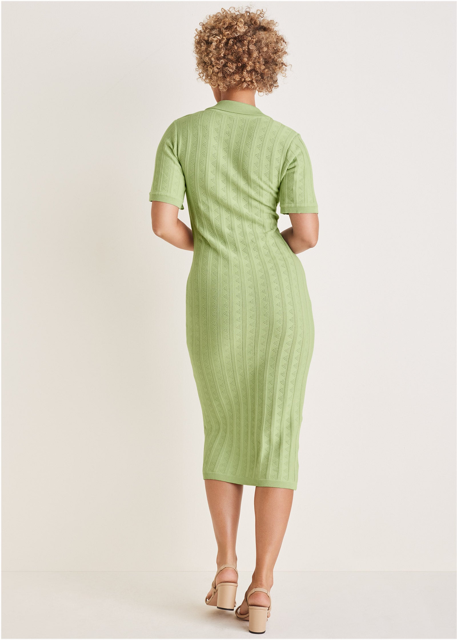 Pointelle Sweater Dress - Mint