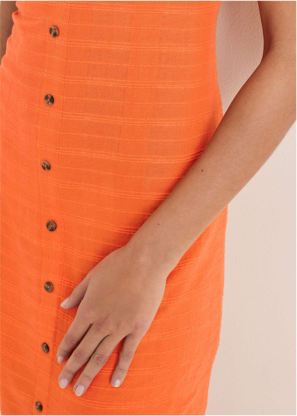 Linen Midi Dress - Orange