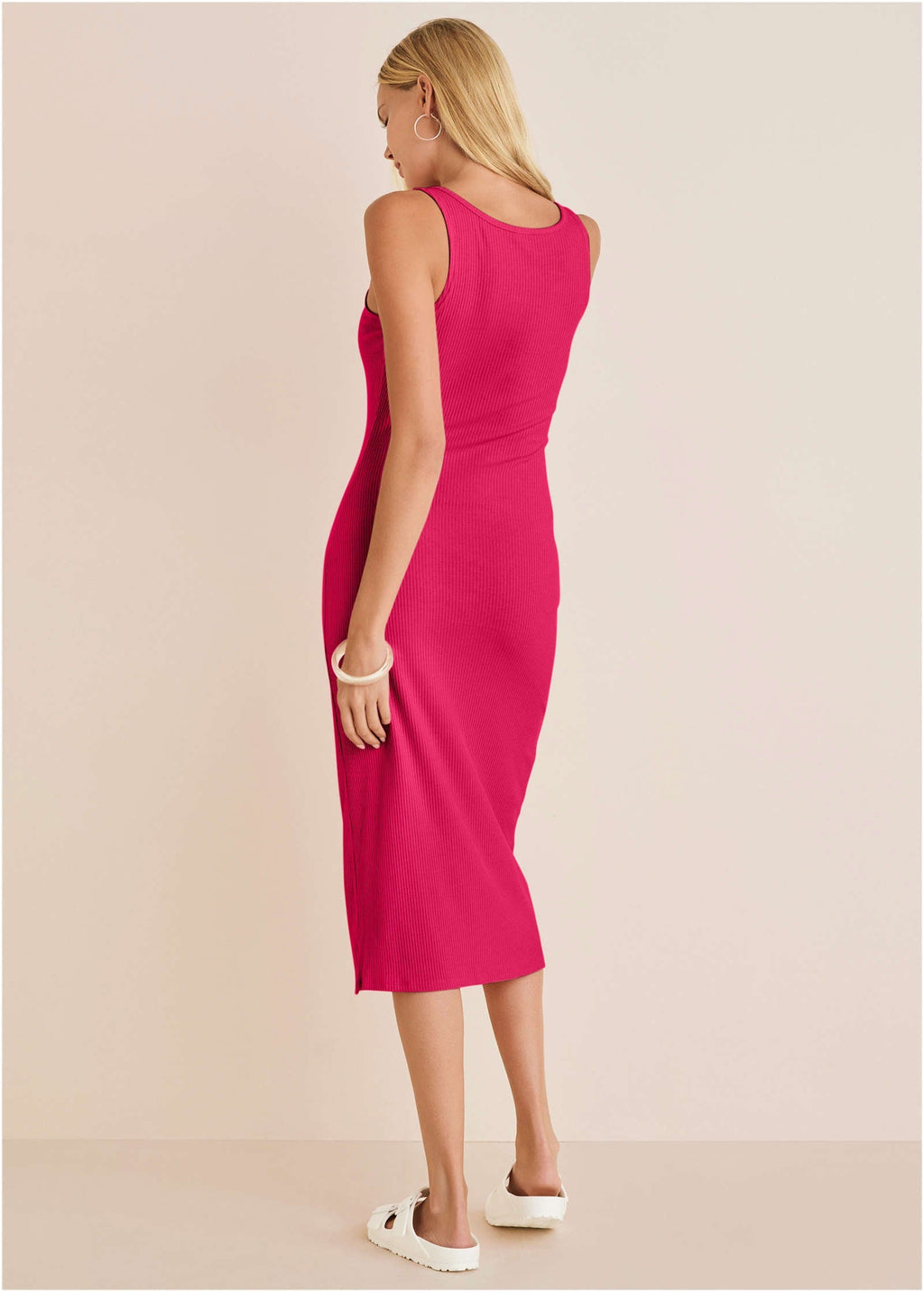 Henley Midi Dress - Dark Pink