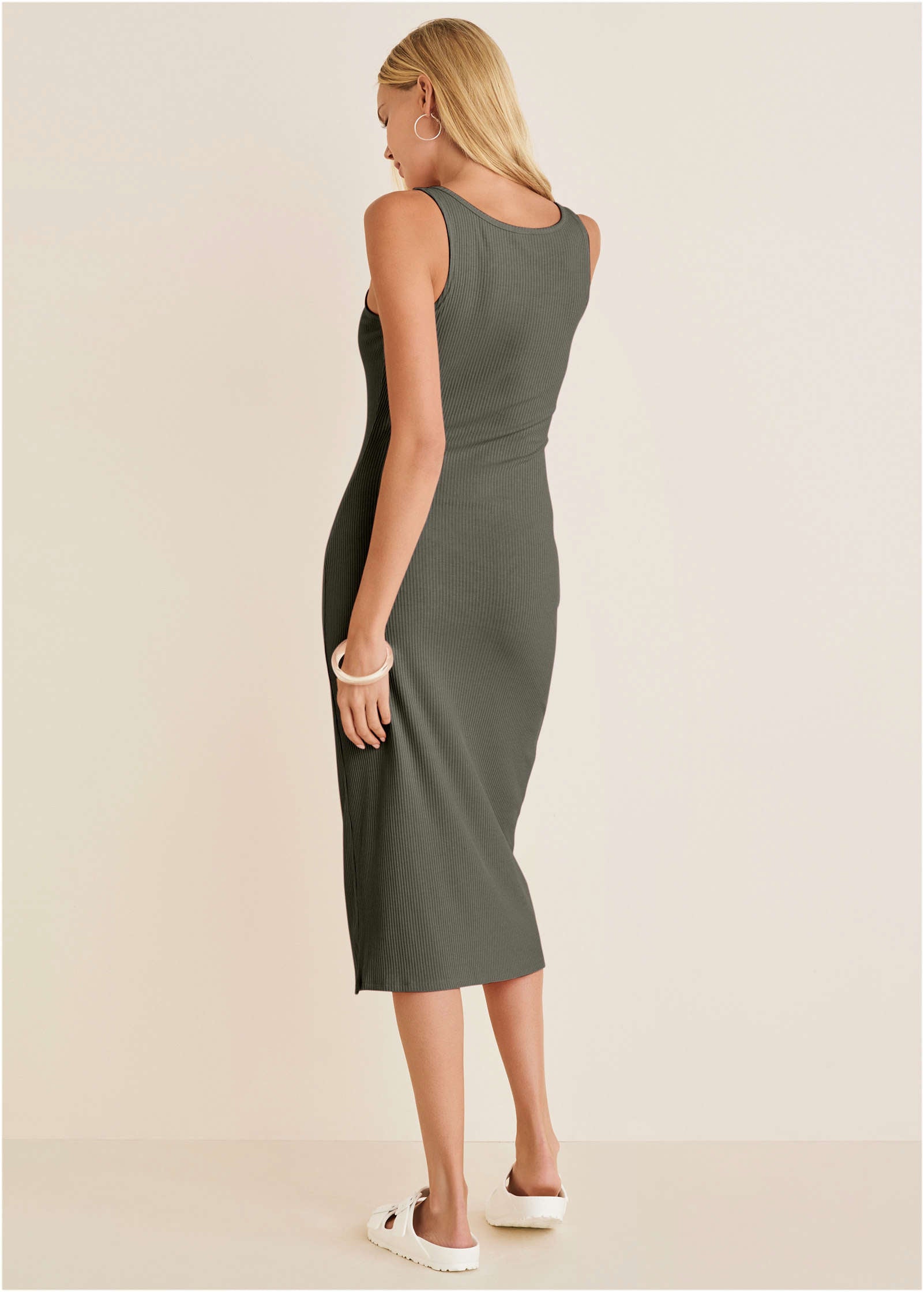 Henley Midi Dress - Olive