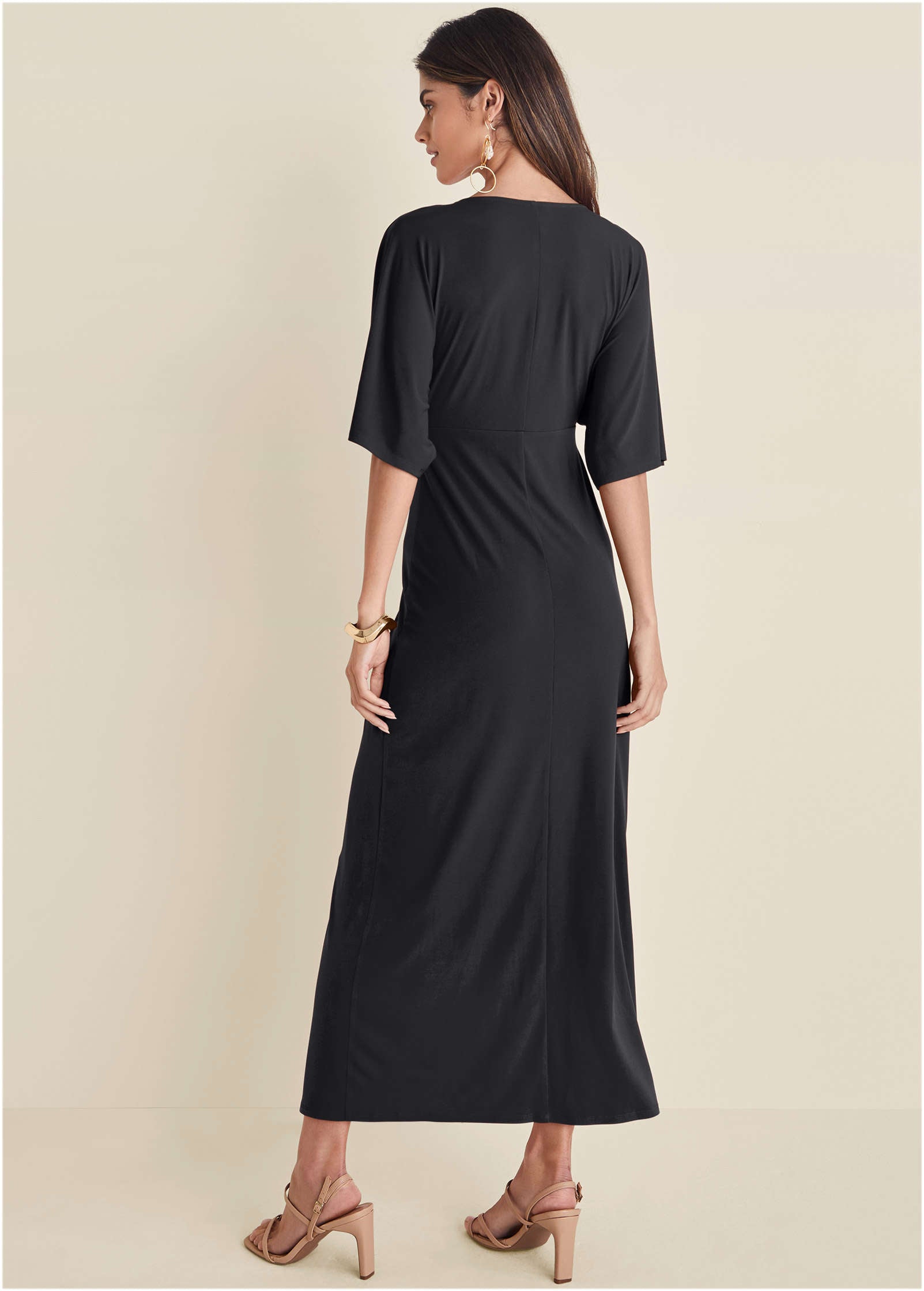 Twist Front Maxi Dress - Jet Black