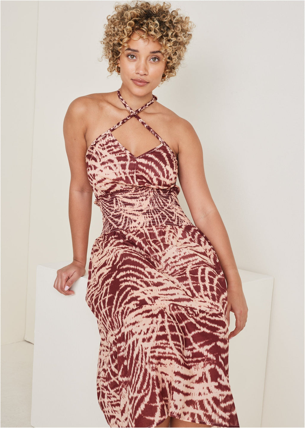 Halter Midi Dress - Mystic Palm