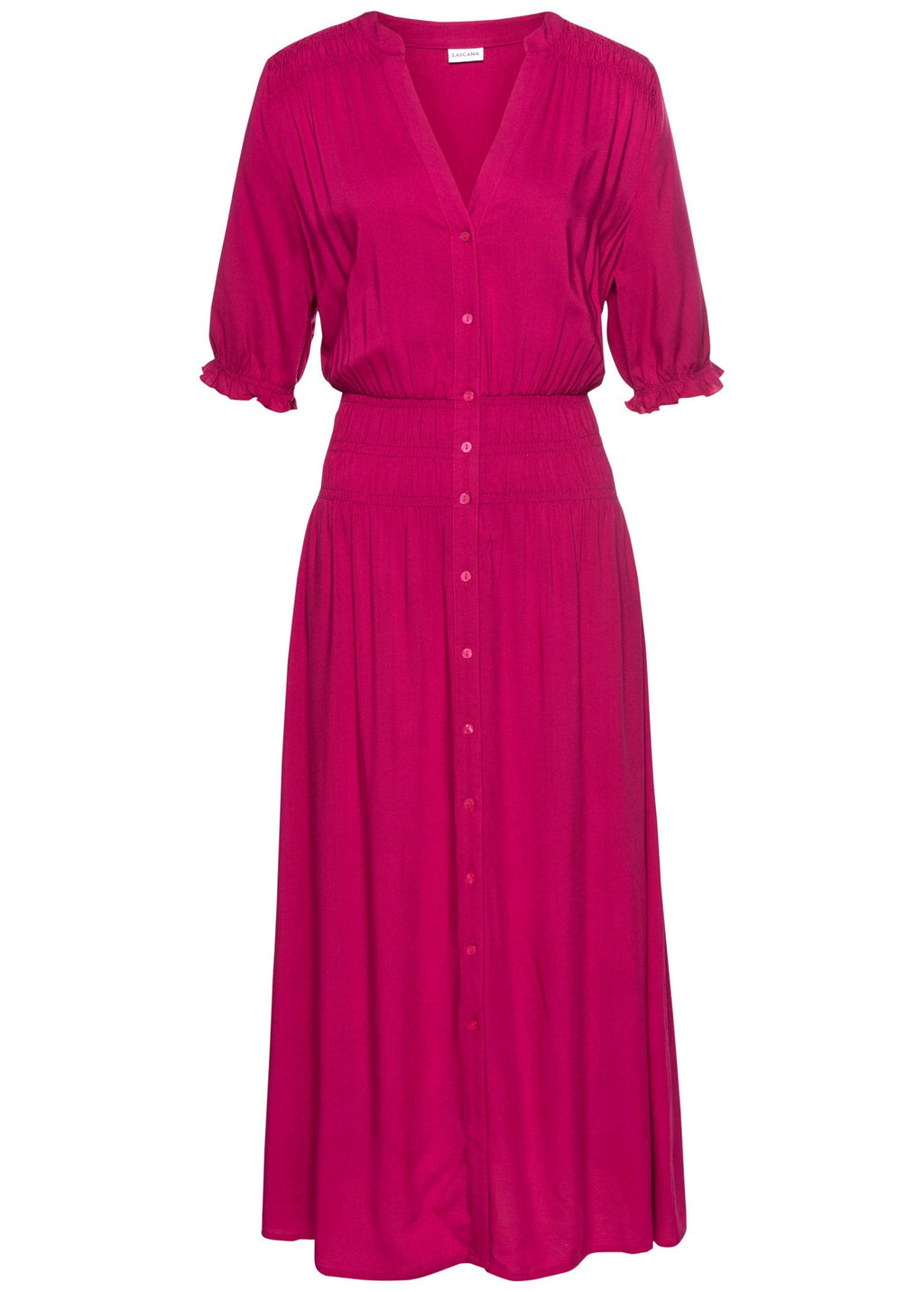 Button Front Maxi Dress - Pink