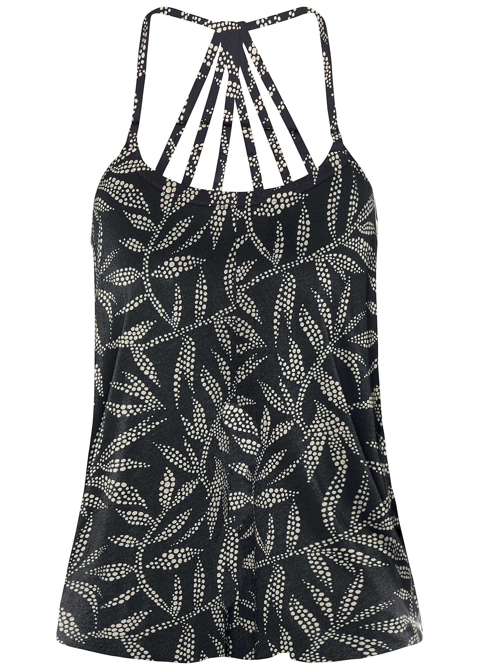Back Detail Printed Tank - White & Black