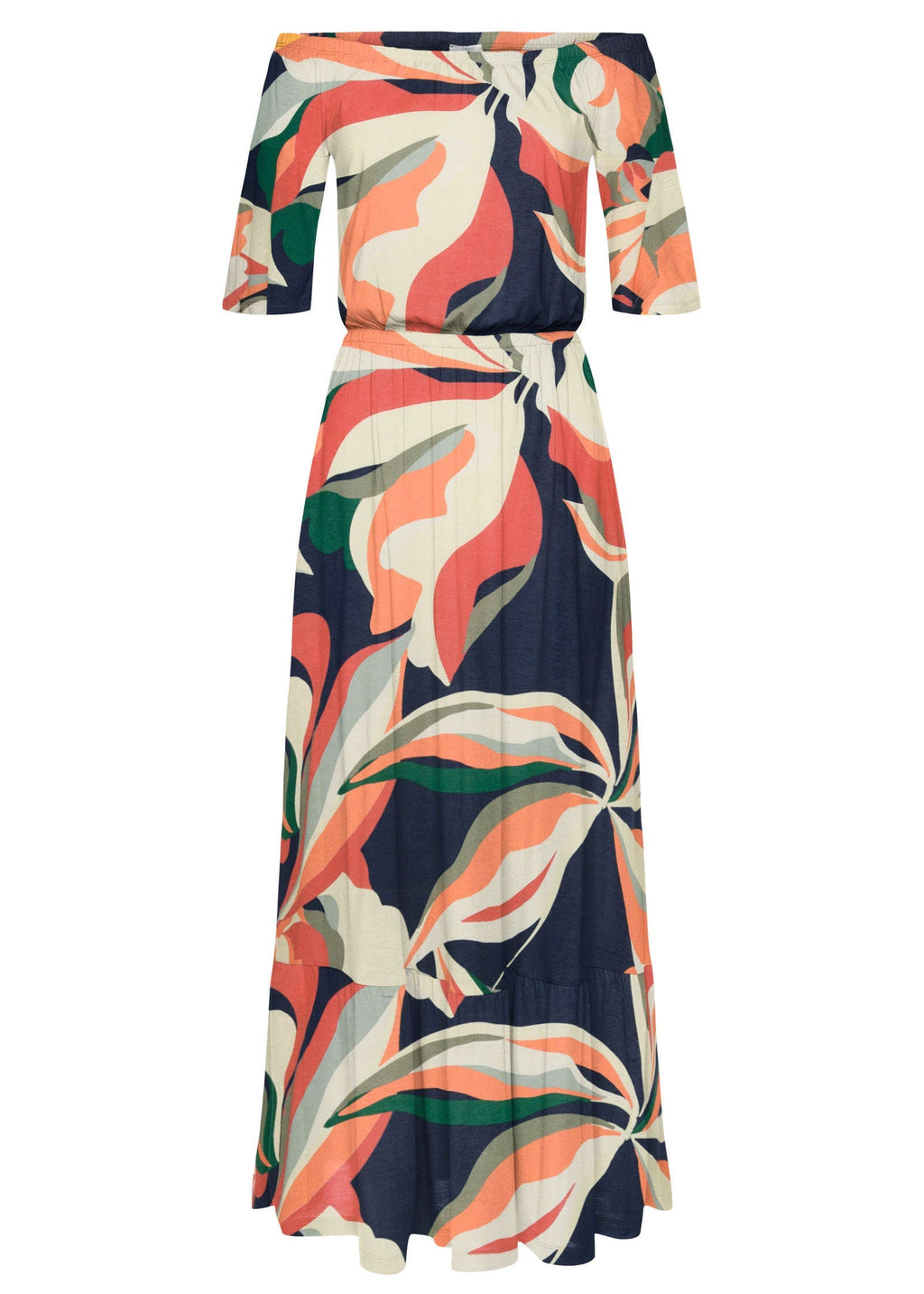 Off-The-Shoulder Maxi Dress - Navy Multi