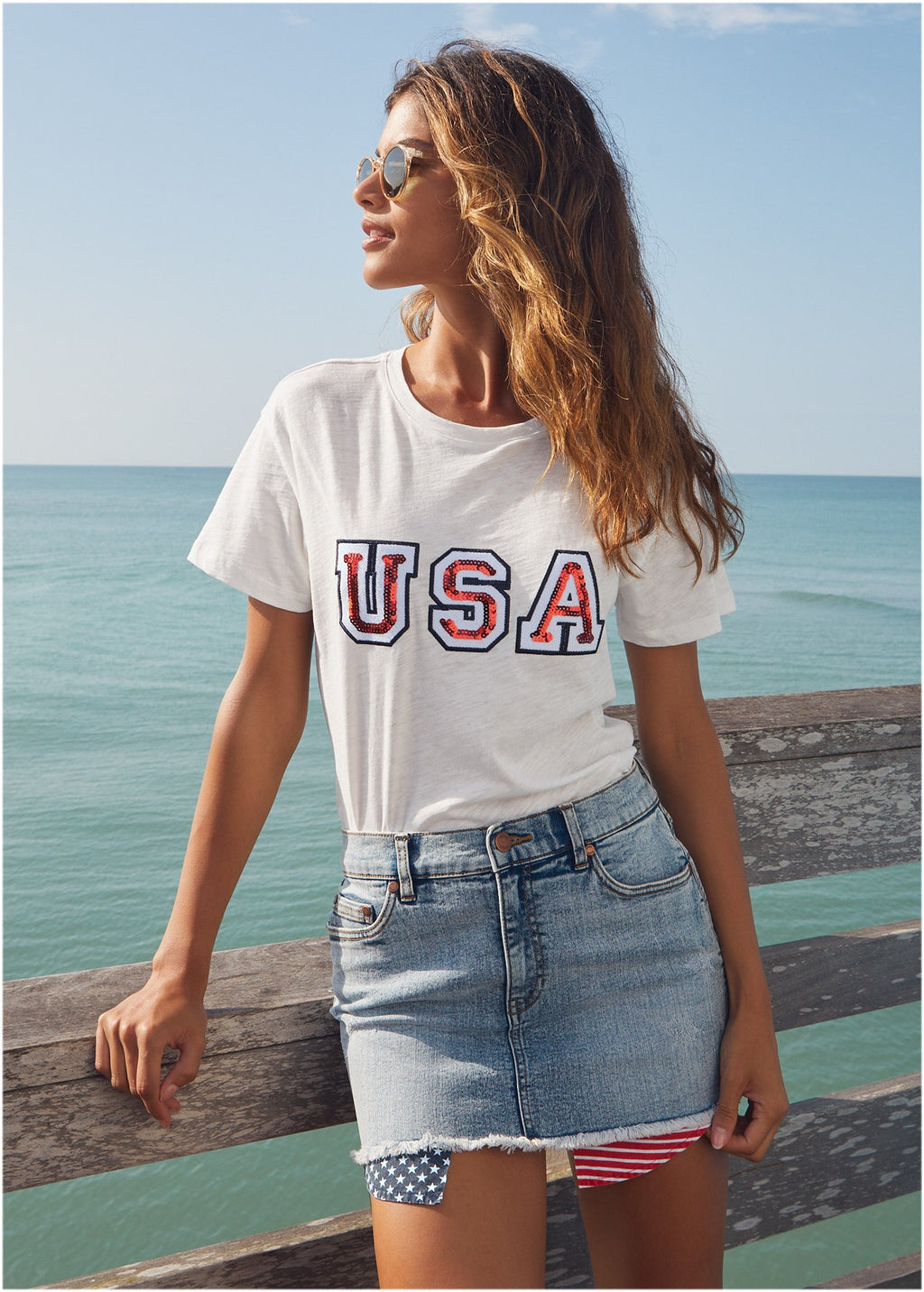 Collegiate Usa Graphic Tee - Cloud Dancer