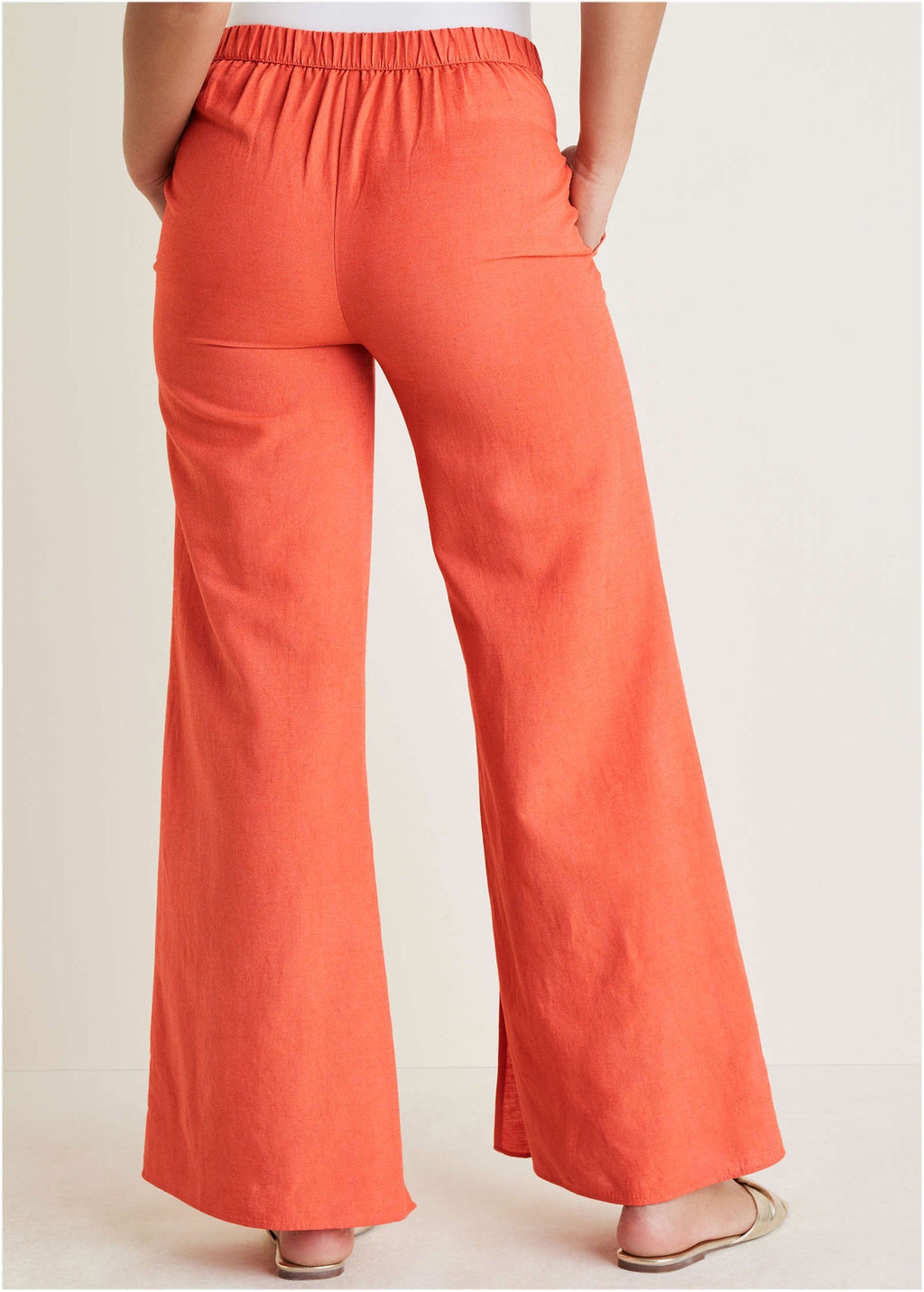 Linen Side Slit Pant - Burnt Orange