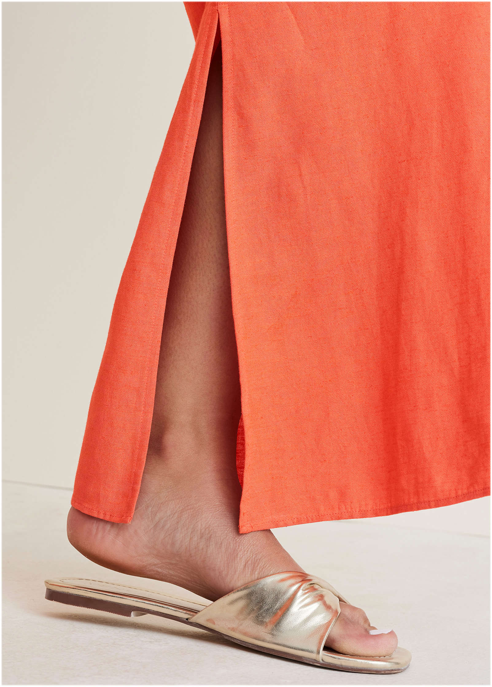 Linen Side Slit Pant - Burnt Orange