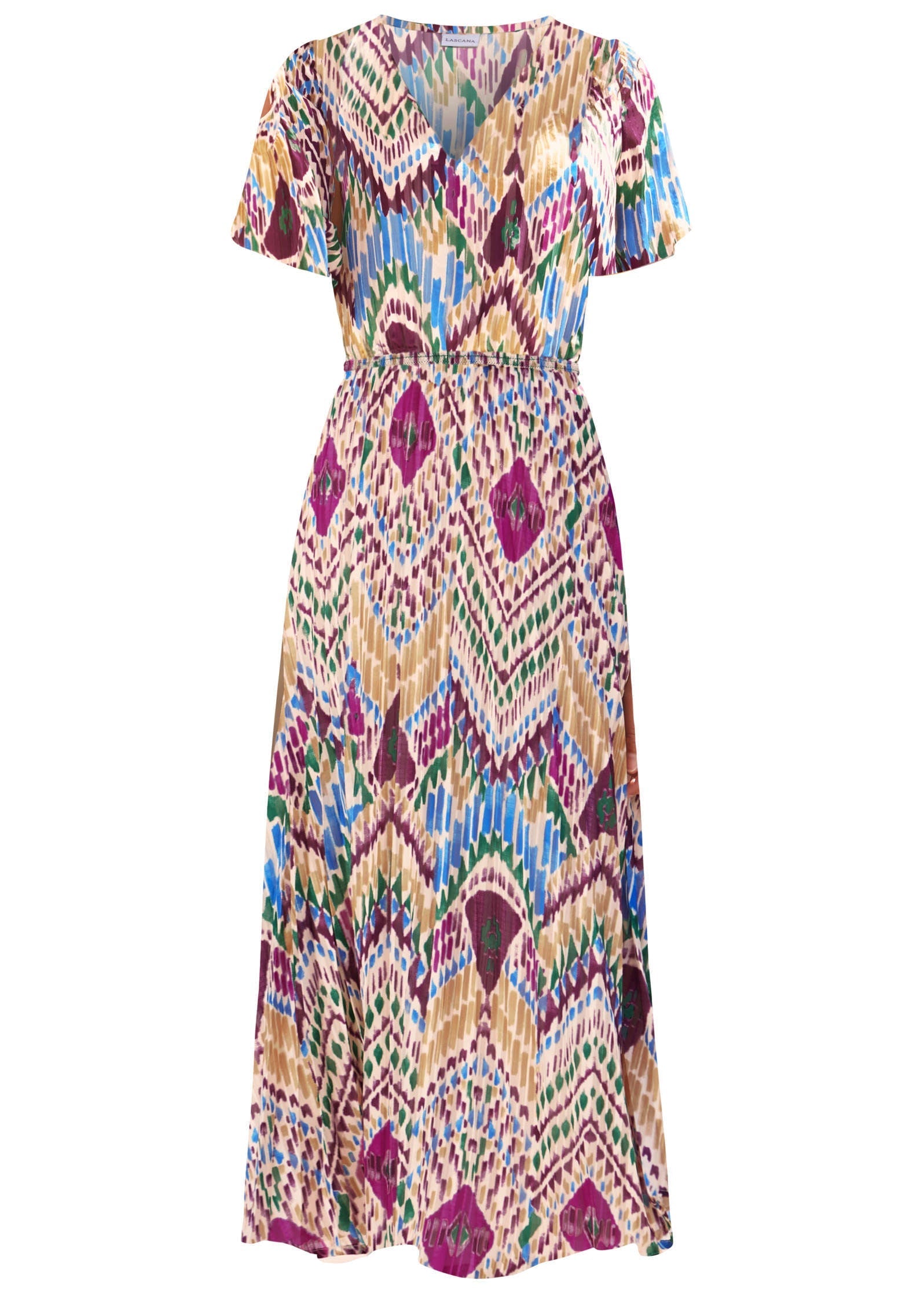 Abstract Print Maxi Dress - White Multi