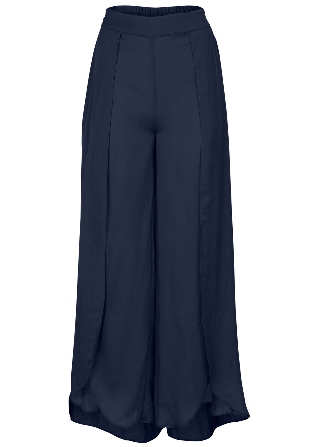Tulip Hem Wide Leg Pants  - Navy