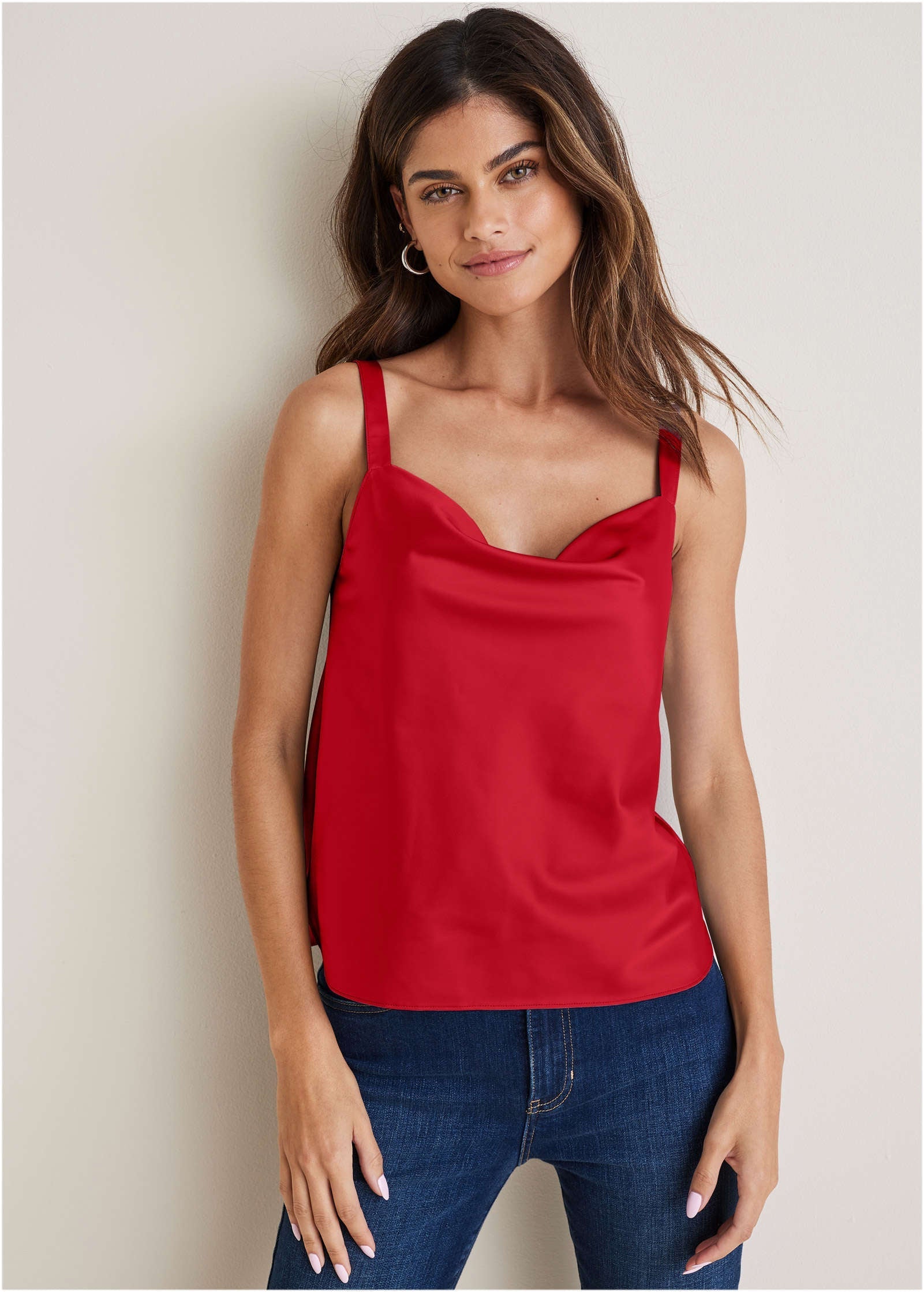 Cowl Neck Tank - Red