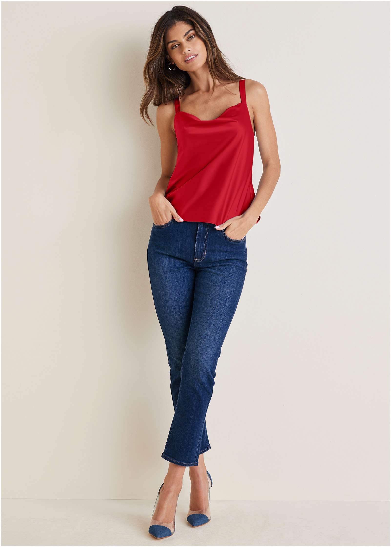 Cowl Neck Tank - Red