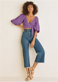 Linen Wrap Top - Purple