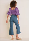Linen Wrap Top - Purple