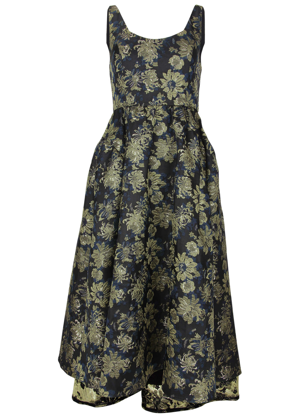 Floral Jacquard Midi Dress - Navy Combo