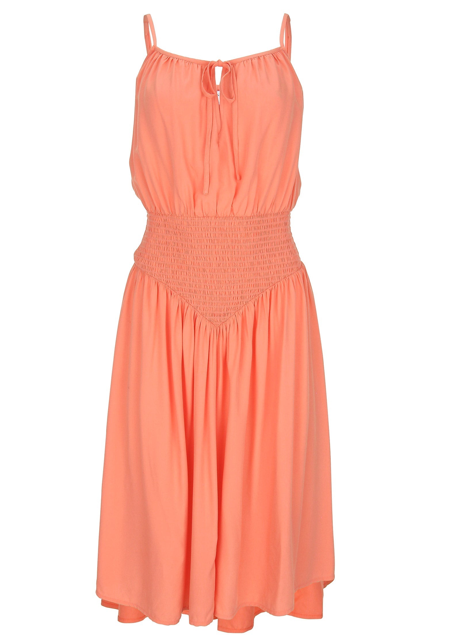 Smocked Midi Dress - Burnt Coral