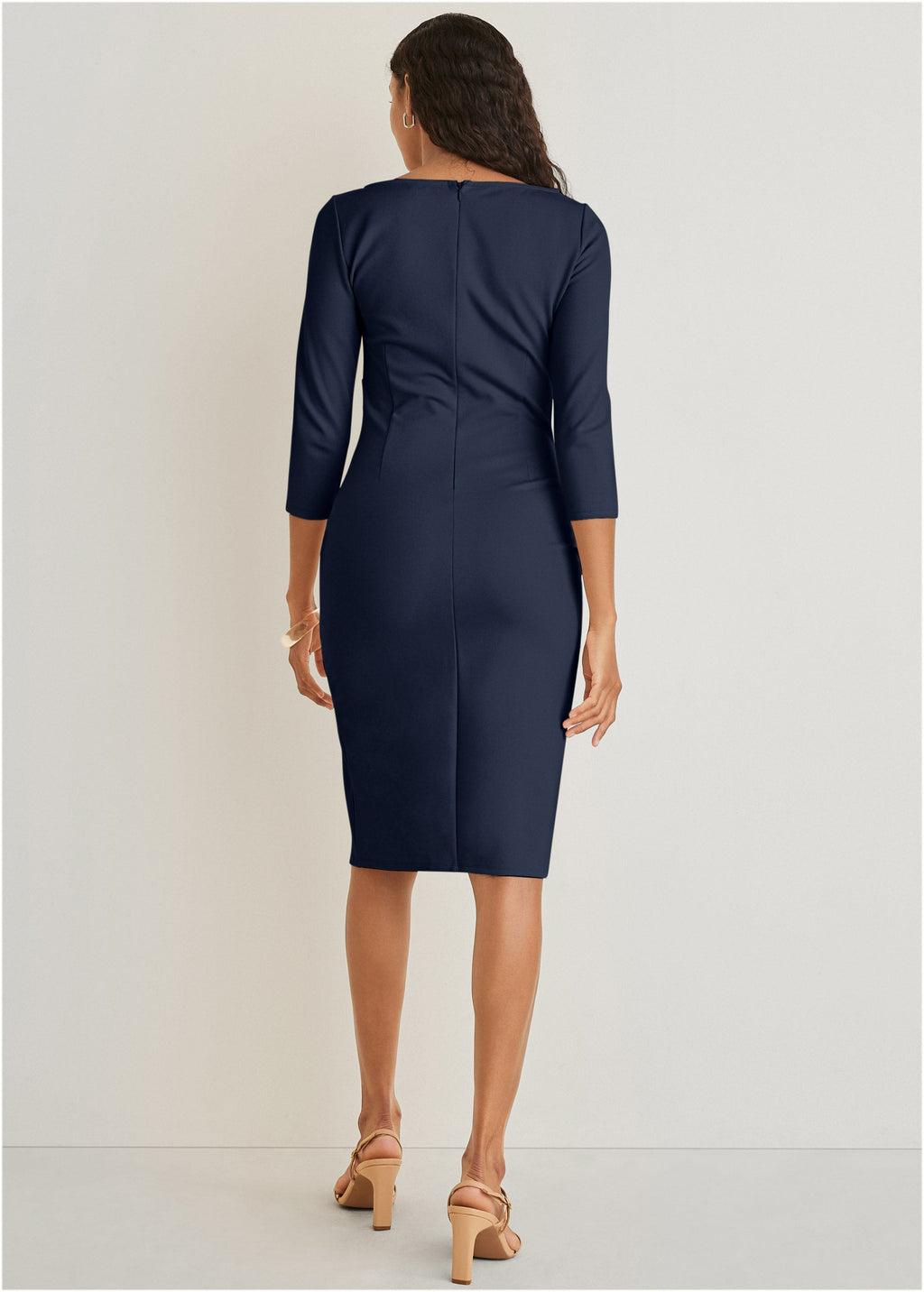 Ponte Ruched Dress - Navy